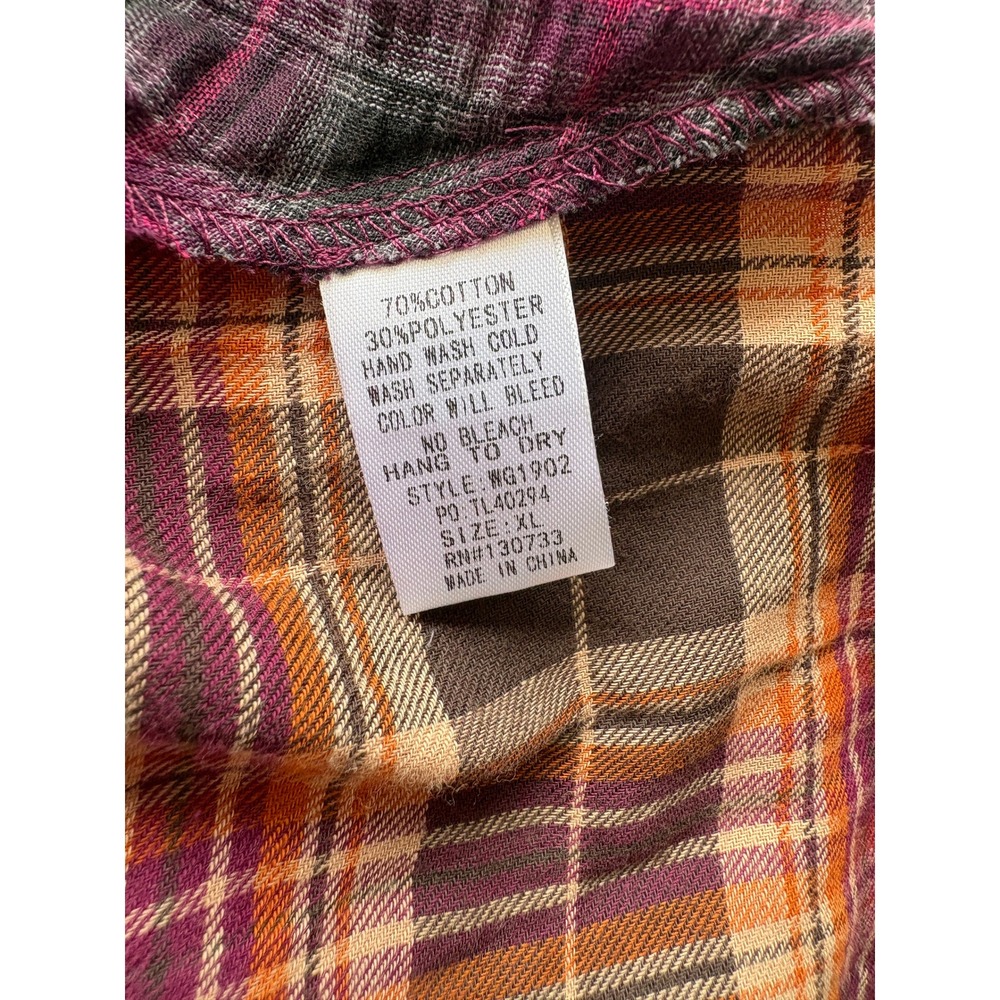Giddy Up Glamour Womens XL Plaid Patchwork Tunic Top Orange Purple Boho NWT - Picture 9 of 9